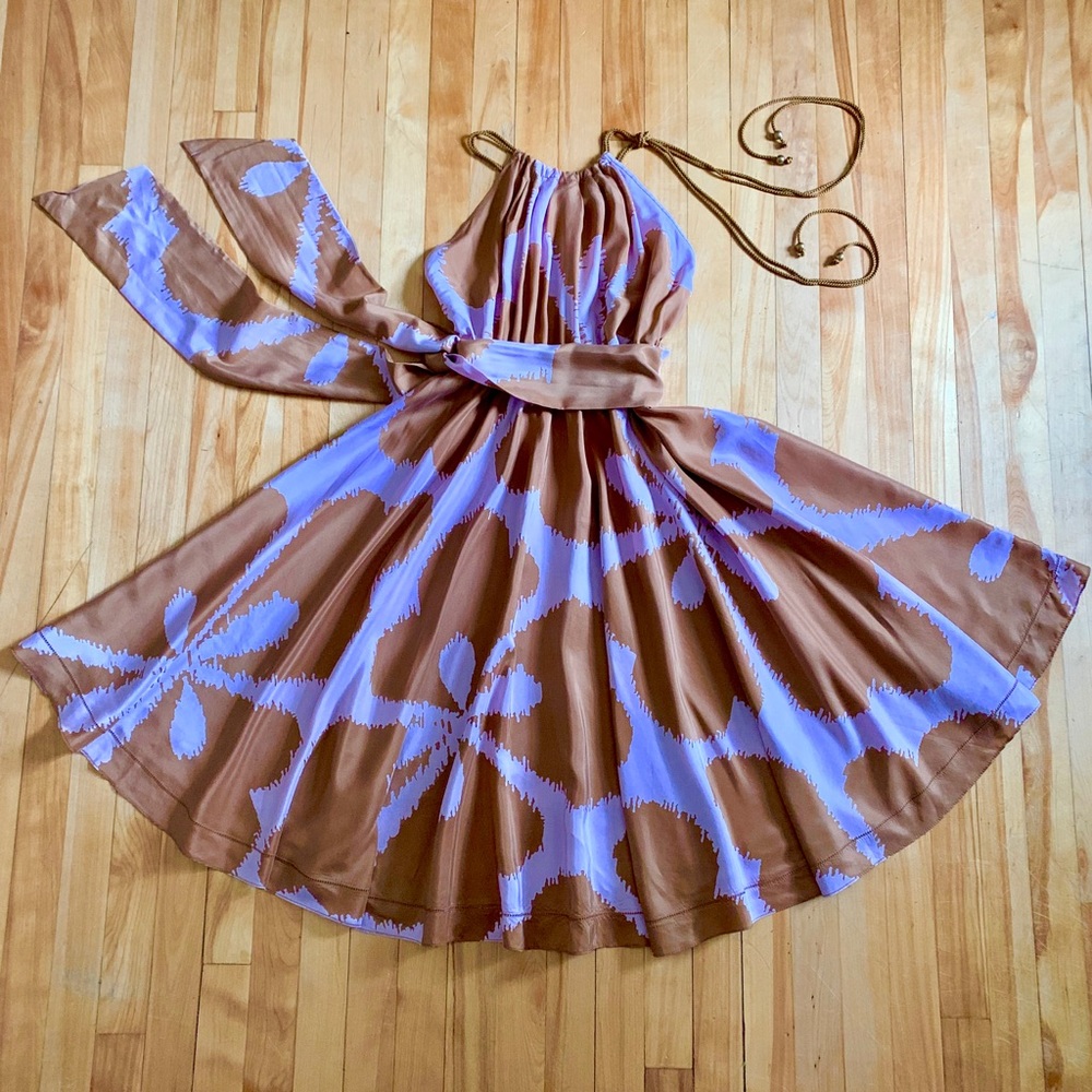100% Silk Diane Von Furstenberg halter midi dress